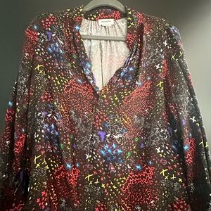 Zadig & Voltaire Red Blue Sequin Embellished Blouse